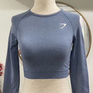 Gymshark Vital Seamless 2.0 Long Sleeve Crop in Blue Marl